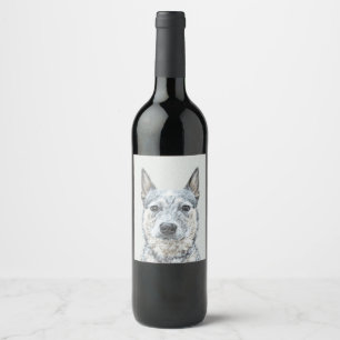 Étiquette Pour Bouteilles De Vin Peinture australienne sur le chien de bétail - Be