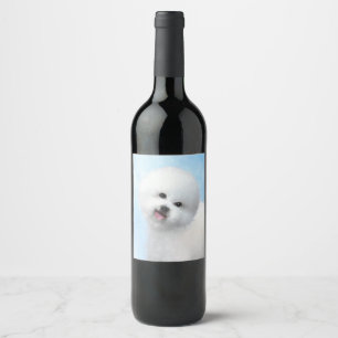 Étiquette Pour Bouteilles De Vin Peinture Bichon Frise - Cute Original Chien Art