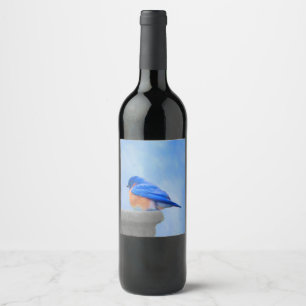 Étiquette Pour Bouteilles De Vin Peinture Bluebird - Art original pour oiseaux