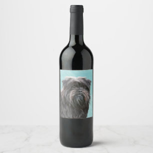 Étiquette Pour Bouteilles De Vin Peinture d'Affenpinscher - Cute Original Dog Art