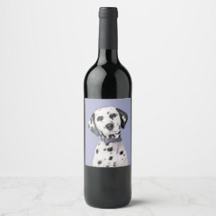 Étiquette Pour Bouteilles De Vin Peinture Dalmatienne - Cute Original Chien Art
