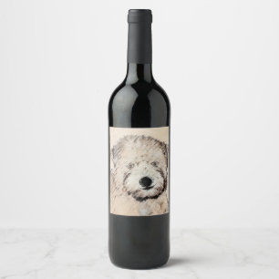 Étiquette Pour Bouteilles De Vin Peinture de Chien à roux à peluche molle