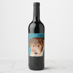 Étiquette Pour Bouteilles De Vin Peinture de chiot Terrier Fox - Art de chien origi