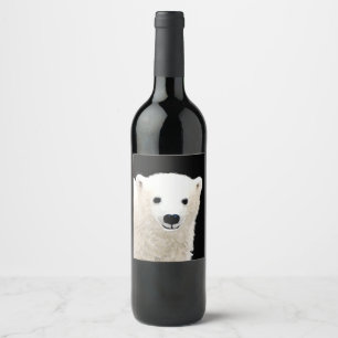 Étiquette Pour Bouteilles De Vin Peinture de l'ours polaire - Art original de la fa