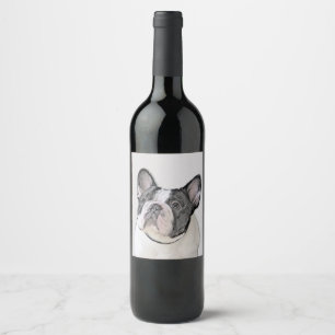 Étiquette Pour Bouteilles De Vin Peinture française de Bulldog (Pied de broche) - A