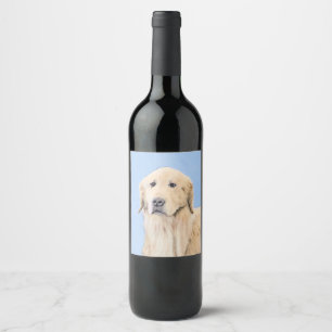 Étiquette Pour Bouteilles De Vin Peinture Golden Retriever - Joli art original chie