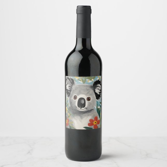 Étiquette Pour Bouteilles De Vin Peinture Koala (Devant)