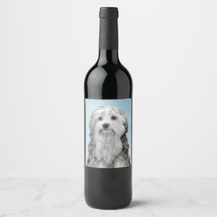 Étiquette Pour Bouteilles De Vin Peinture Lowchen - Cute Original Chien Art