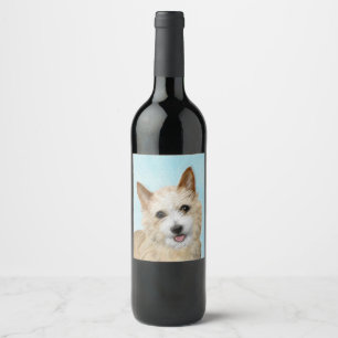 Étiquette Pour Bouteilles De Vin Peinture Podengo Pequeno portugaise - Art original