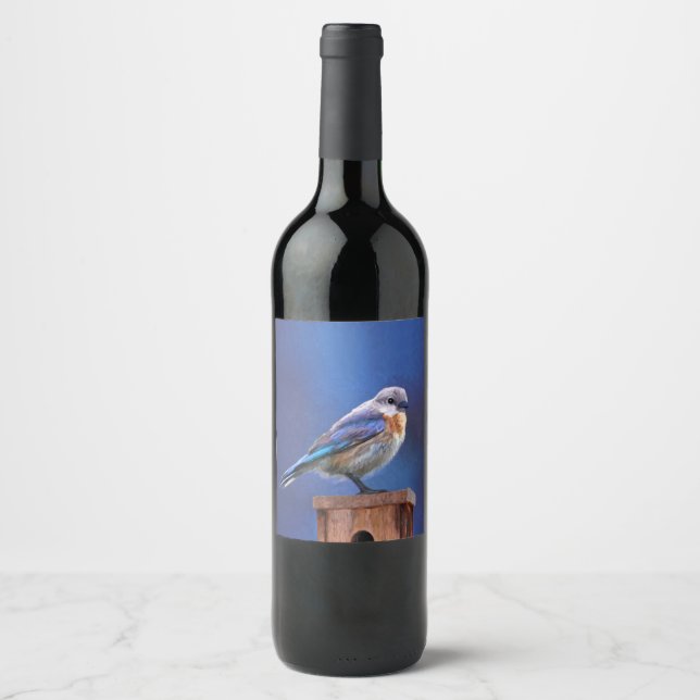 Étiquette Pour Bouteilles De Vin Peinture pour oiseaux bleus (femelle) - Art origin (Devant)