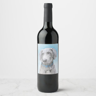 Étiquette Pour Bouteilles De Vin Peinture Weimaraner - Joli art original chien