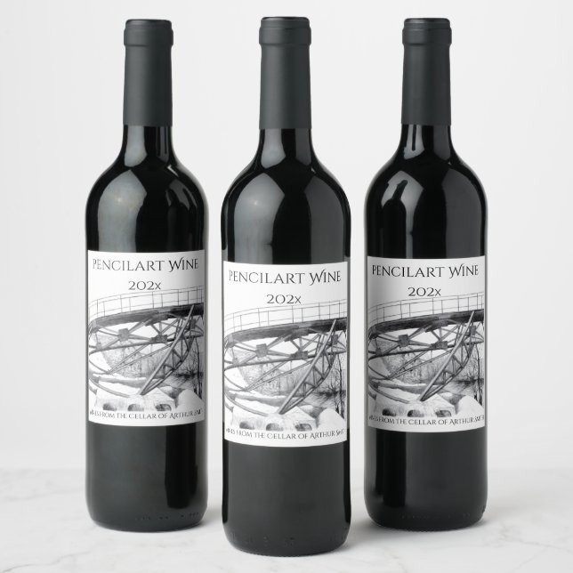 Étiquette Pour Bouteilles De Vin Pencilart antique (Bouteilles)