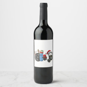 Étiquette Pour Bouteilles De Vin Père Noël drôle haltères musculation gym Noël