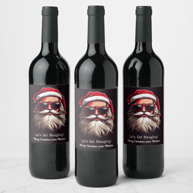 Étiquette Pour Bouteilles De Vin Père Noël Grumpy Texte Personnalisé (Bouteilles)