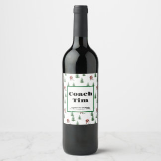 Étiquette Pour Bouteilles De Vin Père Noël Jouer Hockey Enseignant Noël Cadeau