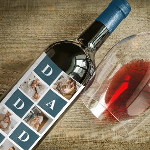 Étiquette Pour Bouteilles De Vin Pères de collage modernes Photo et cadeaux de papa