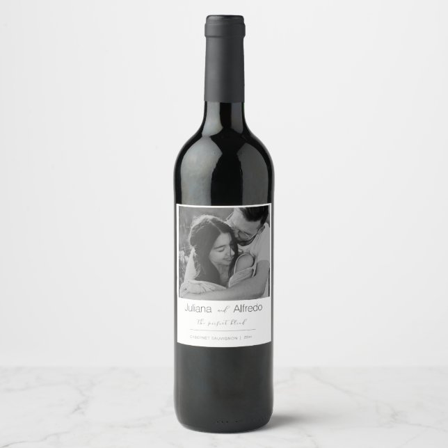 Étiquette Pour Bouteilles De Vin Personalized Wedding Wine Label  (Devant)