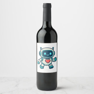Étiquette Pour Bouteilles De Vin Personnages d'IA et de Robot