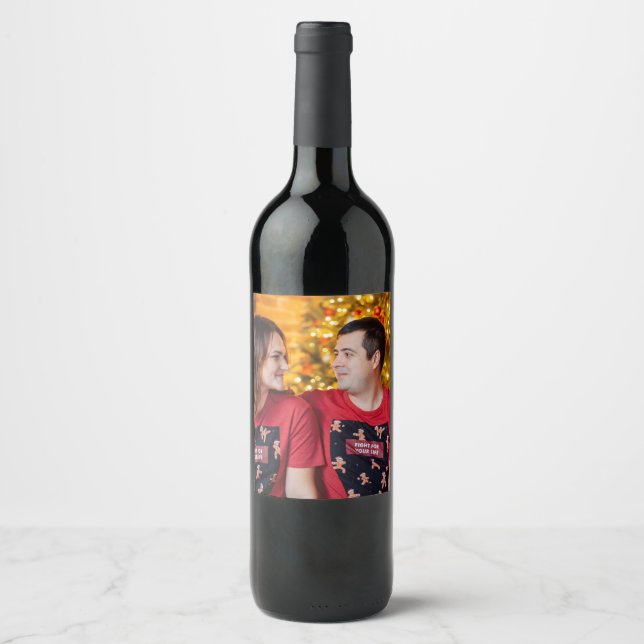Étiquette Pour Bouteilles De Vin Personnalisé 2 Photo Double Face  (Devant)