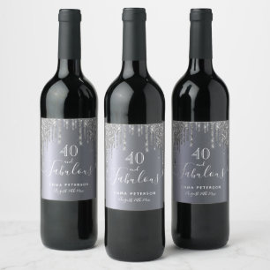 Étiquette Pour Bouteilles De Vin Personnalisé 40 fabuleuse parties scintillant d'an