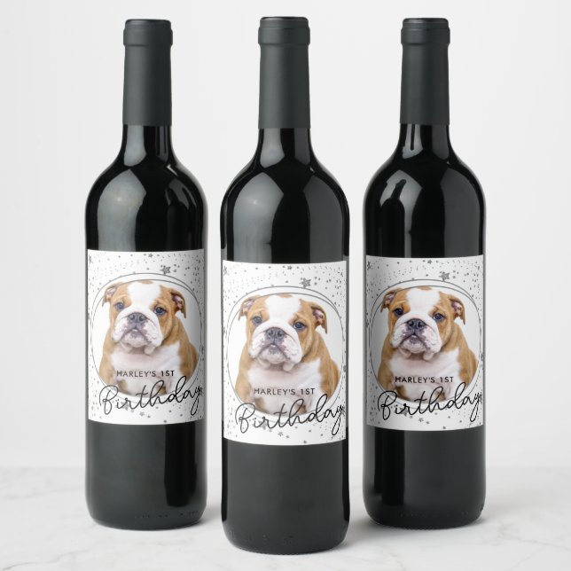 Étiquette Pour Bouteilles De Vin Personnalisé Animal Photo Parties scintillant Arge (Bouteilles)