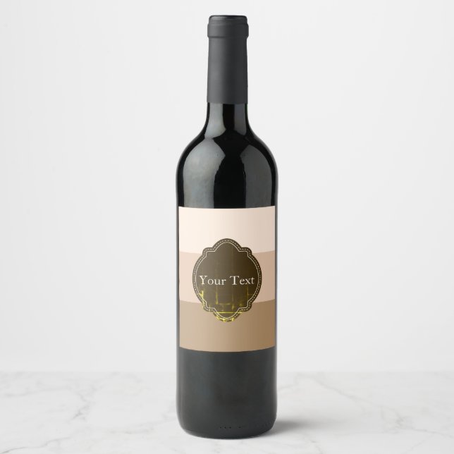 Étiquette Pour Bouteilles De Vin Personnalisé Brown Ombre strié (Devant)