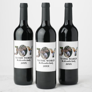 Étiquette Pour Bouteilles De Vin Personnalisé moderne 3 photo collage joie au monde