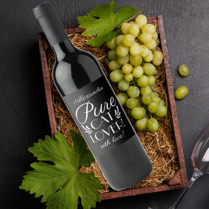 Étiquette Pour Bouteilles De Vin Personnalisé Pure Amoureux des chats !