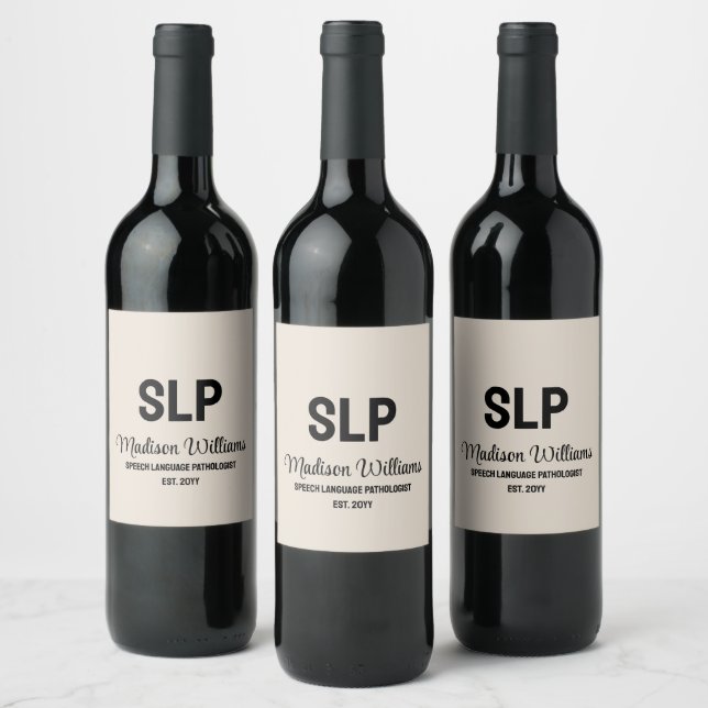 Étiquette Pour Bouteilles De Vin Personnalisé SLP Voix Langue Pathologiste Cadeau (Bouteilles)