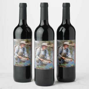 Étiquette Pour Bouteilles De Vin Personnaliser Pêche à la mouche Joyeux Noël