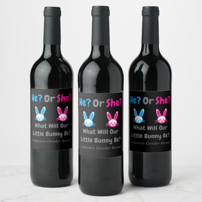 Étiquette Pour Bouteilles De Vin Petit Bunny Gender Reveal (Bouteilles)