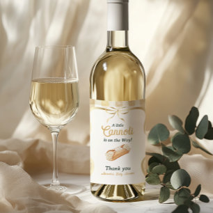 Étiquette Pour Bouteilles De Vin Petit Cannoli Beige Neutre Fête de Naissance Itali