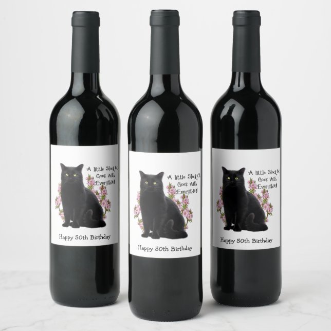 ÉTIQUETTE POUR BOUTEILLES DE VIN PETIT CHAT NOIR (Bouteilles)
