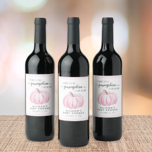 Étiquette Pour Bouteilles De Vin Petit Citrouille Aquarelle Bébé Fille Douche
