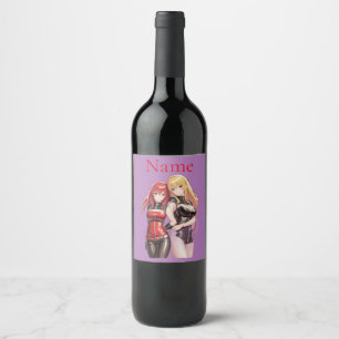 Étiquette Pour Bouteilles De Vin Petites filles Anime Thunder_Cove