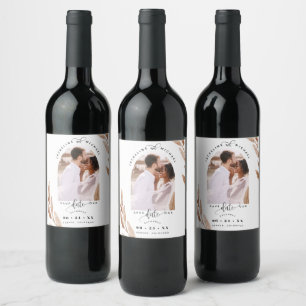 Étiquette Pour Bouteilles De Vin Photo Arch, Mariage Feuille en cuivre Enregistrer