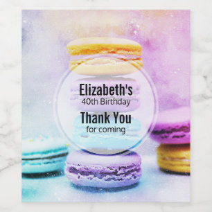 Étiquette Pour Bouteilles De Vin Photo Colorful Delicious Macarons Merci