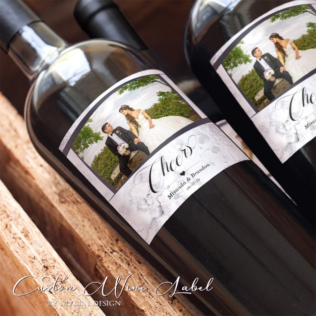 Étiquette Pour Bouteilles De Vin Photo Couple Mariage Fiançailles personnalisé (Créateur téléchargé)