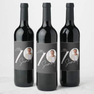 Étiquette Pour Bouteilles De Vin Photo de 70e anniversaire moderne minimale étape i
