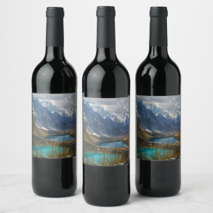 Étiquette Pour Bouteilles De Vin Photo de montagnes alpines panoramiques