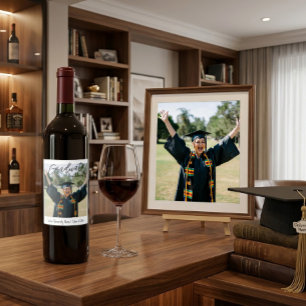 Étiquette Pour Bouteilles De Vin Photo de remise de diplôme moderne Vin personnalis