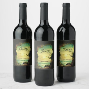 Étiquette Pour Bouteilles De Vin Photo d'une grotte dominant une mer tropicale