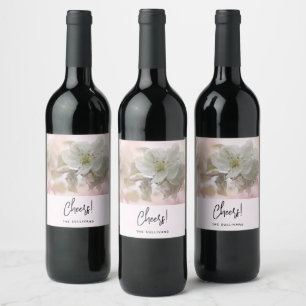 Étiquette Pour Bouteilles De Vin Photo en fleurs de pomme blanche