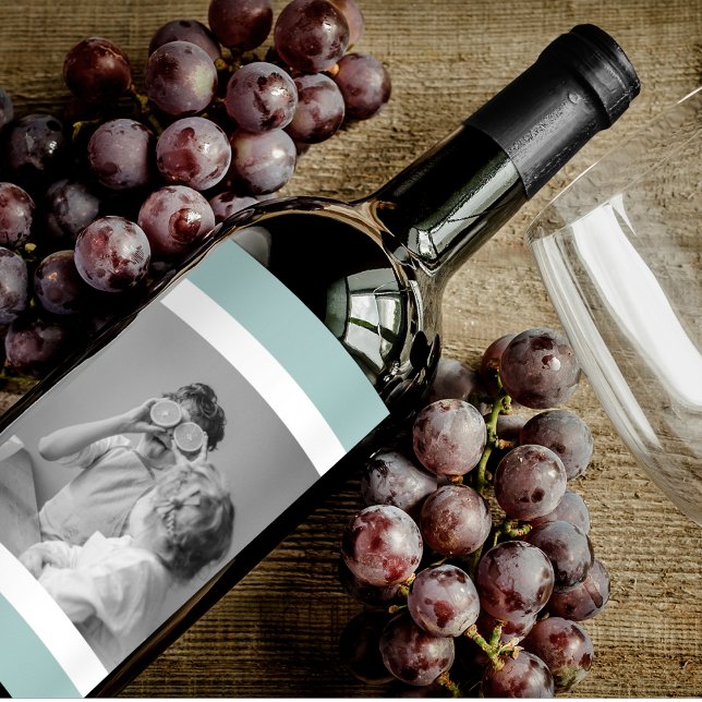 Étiquette Pour Bouteilles De Vin Photo Famille Moderne Mint Simple Lovely Cadeau (Créateur téléchargé)