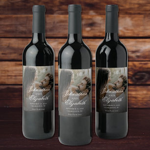 Étiquette Pour Bouteilles De Vin Photo moderne avec Mariage de recouvrement noir