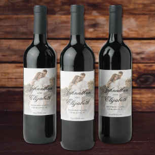 Étiquette Pour Bouteilles De Vin Photo moderne avec Mariage superposé