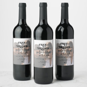 Étiquette Pour Bouteilles De Vin Photo moderne sans boissons mariage enregistrer la
