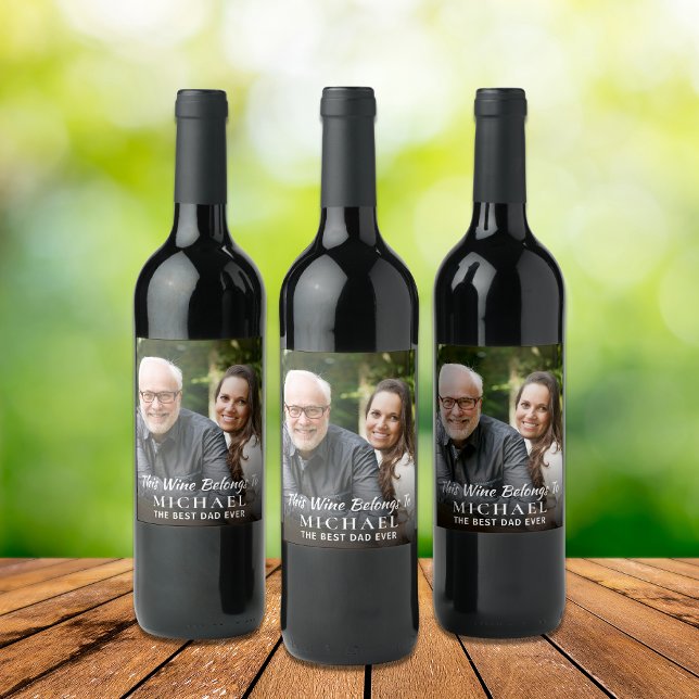 Étiquette Pour Bouteilles De Vin Photo personnalisée de Best Papa Ever (Créateur téléchargé)