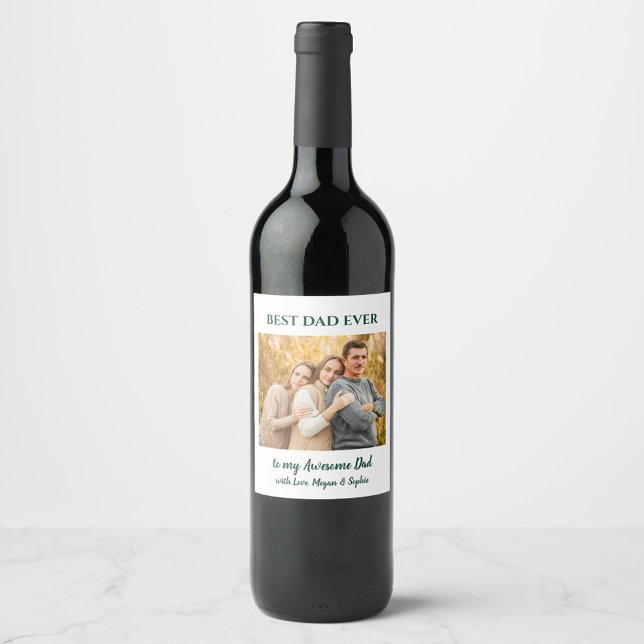 Étiquette Pour Bouteilles De Vin Photo personnalisée de meilleur père (Créateur téléchargé)