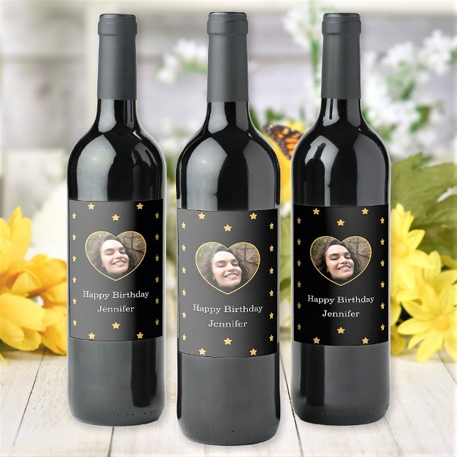 Étiquette Pour Bouteilles De Vin Photo personnalisée et texte pour diverses occasio (Créateur téléchargé)